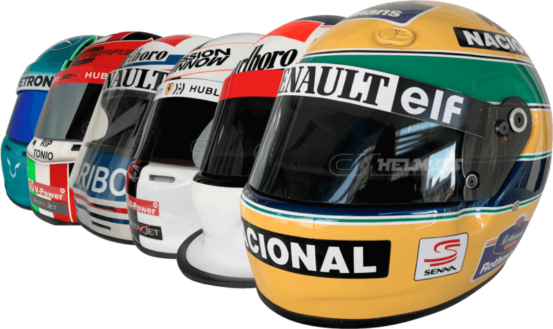 retro f1 helmets